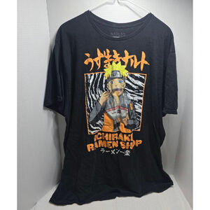Men's Naruto Black Orange Ichiraki Ramen Shop Short Sleeve Tee XXL